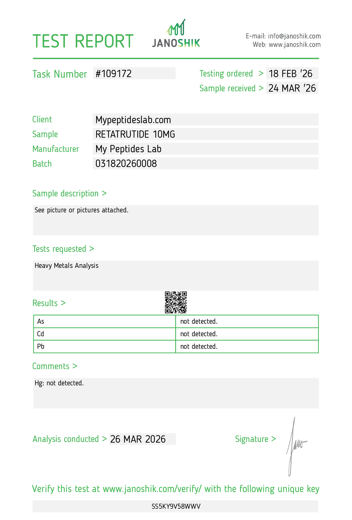 RT3 – heavy metals result